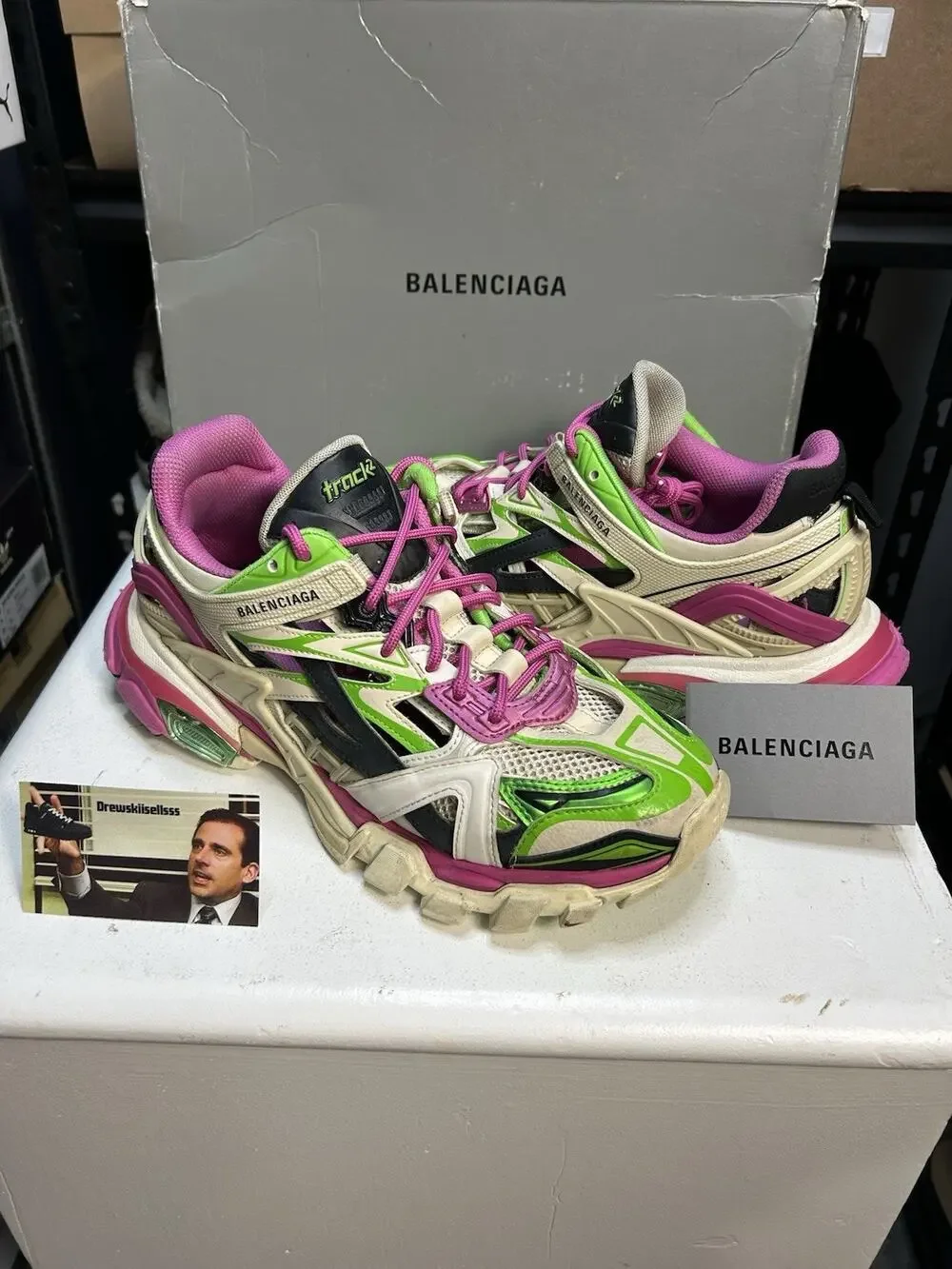 Balenciaga Track 2 Pink Green Sneaker Size 8.5 US Mens